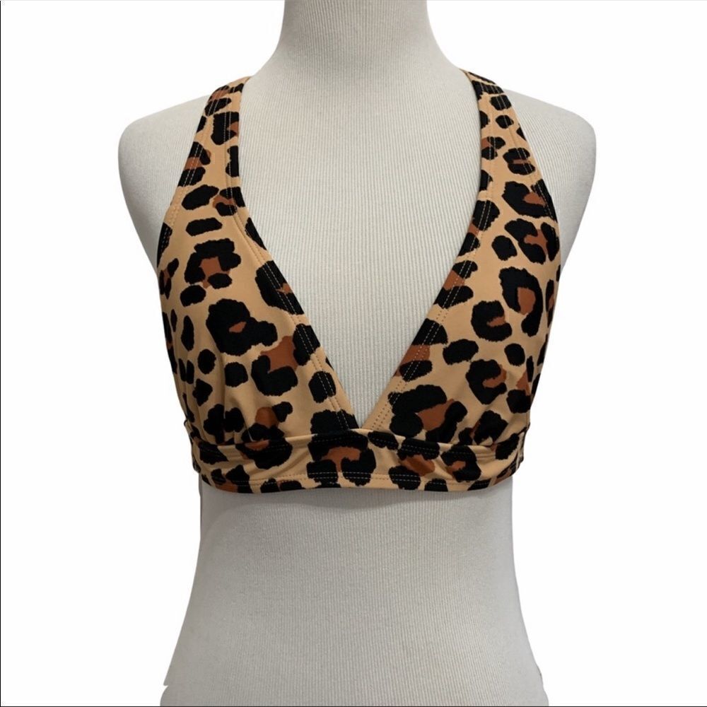 Xhilaration Leopard Tie Back Triangle Bikini Top - Picture 3 of 8